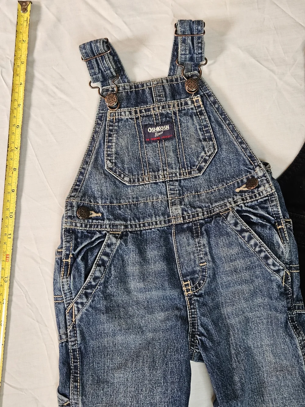 OshKosh B'gosh Kids Denim Overalls - Blue and Wonder Nation Black 12m
